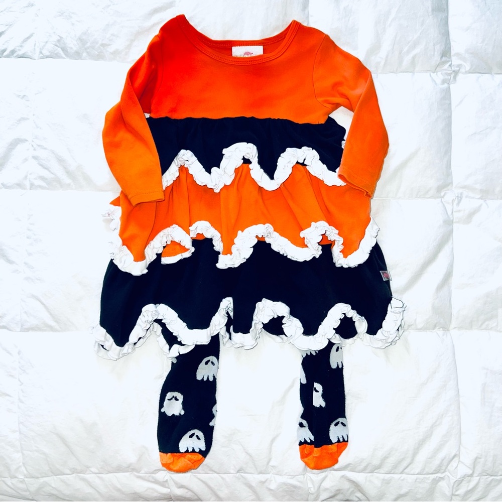 Lolly Wolly Doodle Halloween tiered ruffle dress